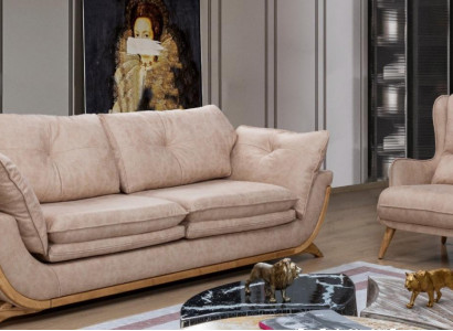 Beige seating ensemble luxury sofas designer sofa set 3+1 seater furniture